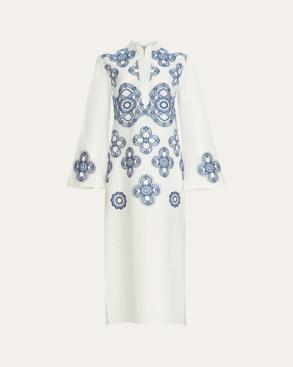 Adalys Geometric Linen-Cotton Tunic Dress